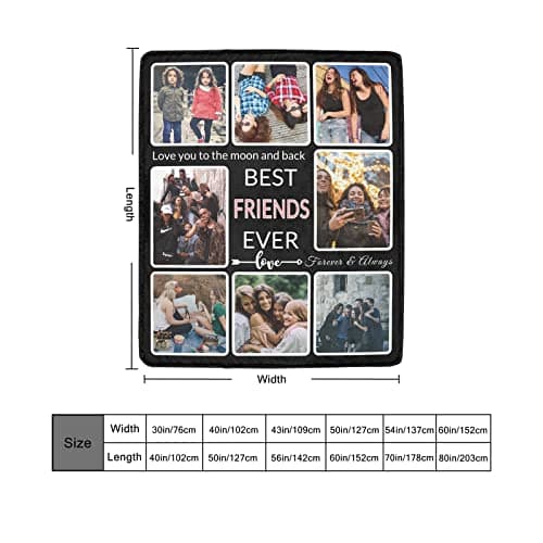 Gifts for Friend Customized Blanket with Photo, Make a Personalized Friends Blankets with Picture Custom Memories Souvenir Throw Blanket for Best Friends Ever, 8 Collage Made in USA B09WXXVKZL