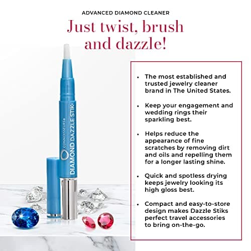 CONNOISSEURS Diamond Dazzle Stik - Portable Diamond Cleaner for Rings and Other Jewelry - Bring Out The Sparkle in Your Diamonds and Precious Stones