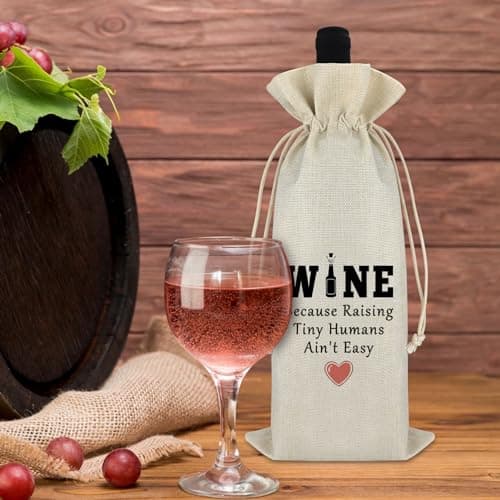Thank You Gift for Mother Women Wine Bag Wine Gift Bag Mother's Day Appreciation Gift for Mom To Be New Mommy Birthday Thanksgiving Christmas Gift for Her Godmother Mother in Law Burlap Wine Wrap Bag