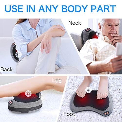 Papillon Shiatsu Back Massager with Heat,Fathers Day Dad Gifts for Men, Dad, Deep Tissue Massage for Neck, Shoulder, Upper & Lower Back Pain Relief, Electric Kneading 3D Massage Pillow (Gray)