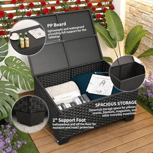 Outdoor Patio Furniture 60000 BTU Outdoor Propane Fire Pit Table Patio Furniture Set 45 In Outdoor Fire Pits 7 Pieces Patio Sofa Outdoor Chairs Anti-slip Cushions Waterproof Covers, Peacock Blue