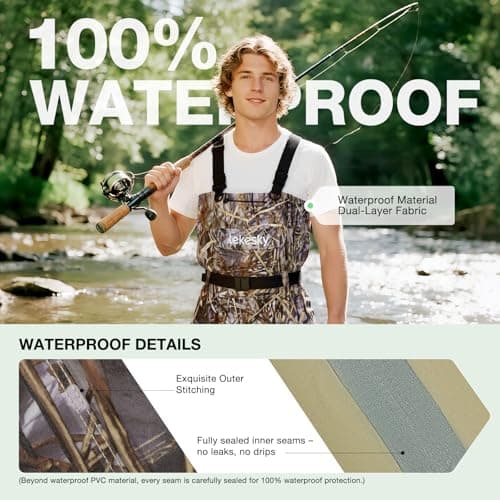 Lekesky Fishing Waders with Boot for Men Women - 2-Ply Nylon/PVC Waterproof Chest Waders for Fly Fishing,Duck Hunting
