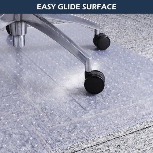 Chair Mat for Carpet, SALLOUS 46" x 60" Office Chair Mat for Carpeted Floors, Heavy Duty Vinyl Floor Mat with Grips, Floor Protector Computer Desk Mat for Home Office (Clear, Rectangular)