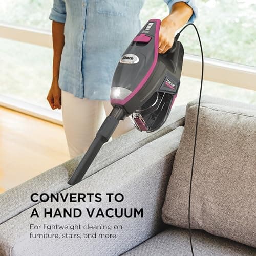 Shark HV371 Rocket Pro DLX Corded Stick, Removable Hand Vacuum, Advanced Swivel Steering, XL Cup, Crevice Tool, Upholstery Tool & Anti-Allergen Dust Brush, Fuchsia, Capacity