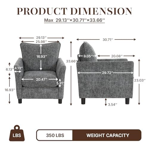 Accent Chairs for Living Room Chairs, Reading Chair Mid Century Modern Chair, Soft Chenille Sofa Chair, Upholstered Arm Chair Comfy Chair Side Chair