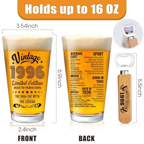 30th Birthday Gifts For Men, Vintage 1996 Beer Glass 30 Year Old Birthday for Him, 30th Birthday Decorations for Man Over 30, Cool 30 Birthday Gift Ideas for Men Turning 30 B0CQQDR3TM