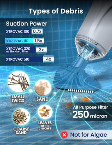 KOKIDO Rechargeable Handheld Hot Tub Spa Pool Vacuum, IPX8, Aluminum Pole and 2 Brush Heads, Cordless, Ideal for Light-Duty Spot Cleaning Spas and Small Pools up to 20ft, 60-min, Sand and Debris XV110