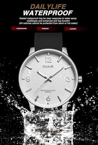 GEDIYAR Men's Fashion Minimalist Wrist Watch Waterproof Watches Simple Ultra Thin Analog Quartz Silicone Watch for Men