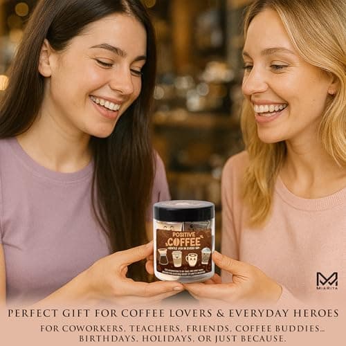 Miarita Positive Coffee Jar- 60 Funny Coffee Lover Gift for Women Men Teachers Gifts, Employee Nurse Teacher Appreciation Gift, End of Year Teachers Gifts, White Elephant Gifts for Women Men Friends B0FJ21JRRM