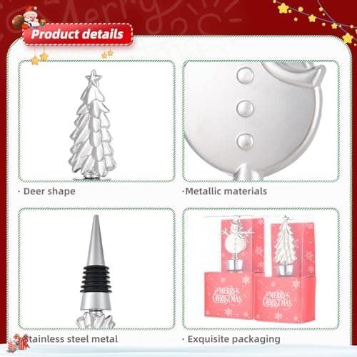 Christmas Wine Bottle Stoppers Set of 2, Wine stoppers for Christmas Thanksgiving Halloween and Easter Decorative, Xmas Wine Stoppers Gift for Hostess - Wine Corker/Wine Bottle Sealer