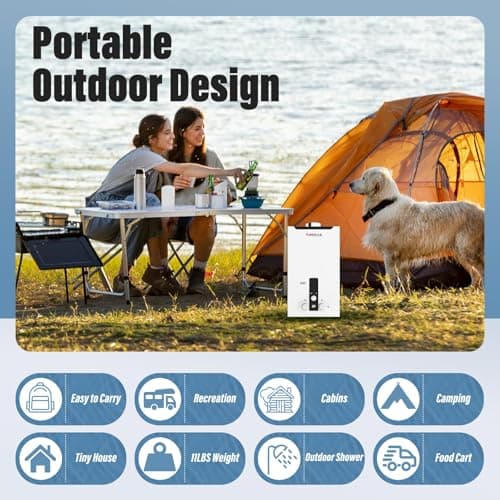Tankless Water Heater Propane with Digital Display, 3.66 GPM 14L Portable Instant Hot Gas Water Heater with Overheating Protection for Indoor and Camping,85300 BTU