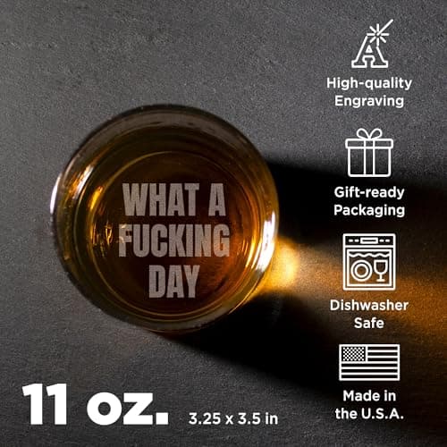 On The Rox Engraved Whiskey & Bourbon Glass Gifts - Personalized 11 oz Message Scotch Glass - Fun Gift For Him - Birthday, Anniversary