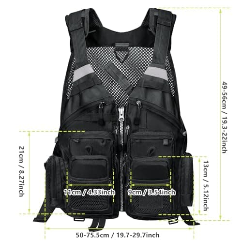 Gonex Fly Fishing Vest for Men Women, Comfortable Adjustable Fishing Vest with Multi-Pockets Reflective Stripes
