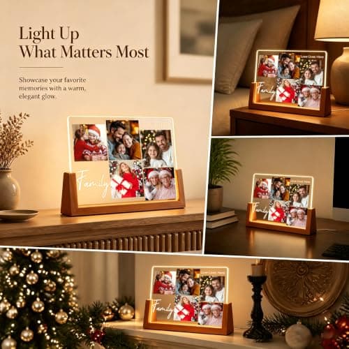 Personalized Photo Frame Gifts for Grandma Grandpa Wife Kids Baby Her Him on Christmas Birthday Mothers Fathers Day Custom Family Picture Frame, Christmas Family Gifts for Women Men Mom Dad B0HGY9689D