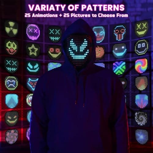 Gootus Led Mask Halloween Costume for Kids Adults, Face Transforming Light up Mask with Gesture Sensing, Cool Toys Great Gift for Birthday Costume Party Christmas