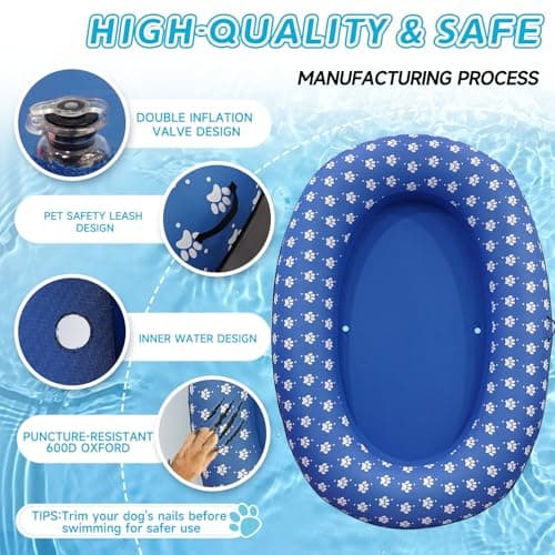 Inflatable Dog Float for Large Dogs, Up to 180 Lbs, Foldable & Puncture-Resistant Doggy Float for Pool, Portable Dog Float Bed Pet Swimming Accessory, Pet-Friendly Outdoor Fun, Blue