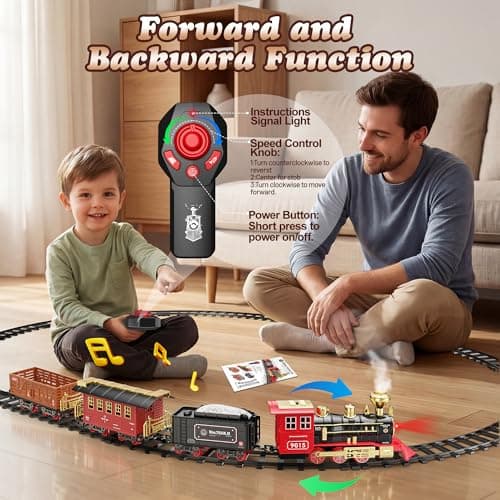 Hot Bee Train Set - Train Toys with Remote Control Trains for Boys with Smokes, Lights and Sound,Toy Train Set for Under Christmas Tree, Toddler Model Trains for 3 4 5 6 7 8+ Years Old Kids