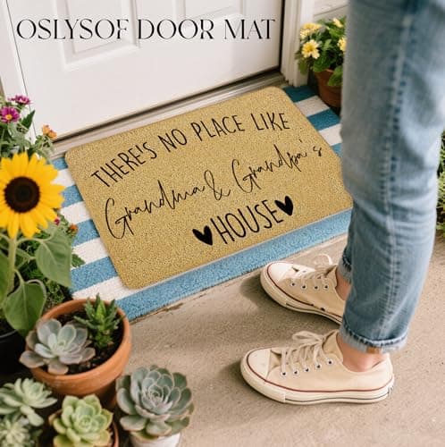 Grandma Grandpa Gifts Door Mat, Grandma and Grandpa's House Funny Doormat for Front Door Indoor Outdoor Porch Entrance Entryway, Gifts for Grandparents Welcome Mat Outside, 17x30 Inches