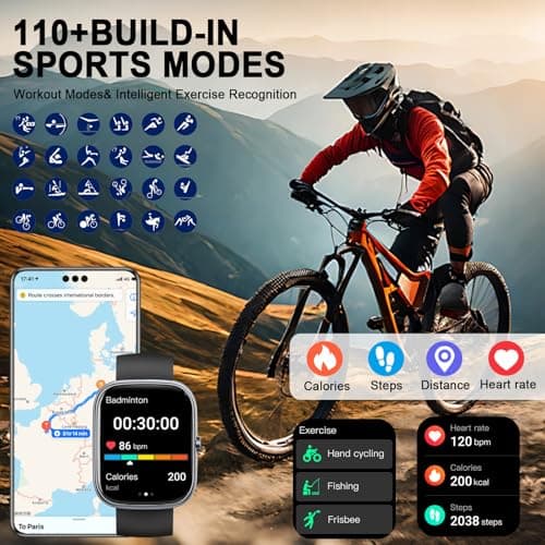 Dyurwa Smart Watch for Men Women (Answer/Make Call), 1.91" HD Screen Smartwatch Fitness Tracker, Heart Rate/Sleep Monitor, Watches for Men IP68 Waterproof,110+ Sport Mode Step Counter for Android iOS