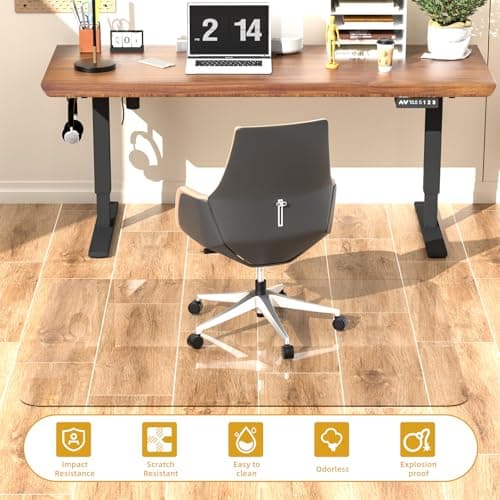 Tempered Glass Chair Mat 48" x 32",1/5" Thick for Office Desk,Rolling Chair Mat for Carpet, Odorless, Easy to Clean with 4 Non-Slip Pads for Carpet & Hardwood Floors