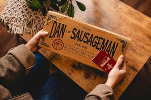 Dan the Sausageman Grizzly 12 Item Meat and Cheese Gift Basket with Summer Sausage, Assorted Cheeses & Crackers - Gourmet Snacks for Gifting