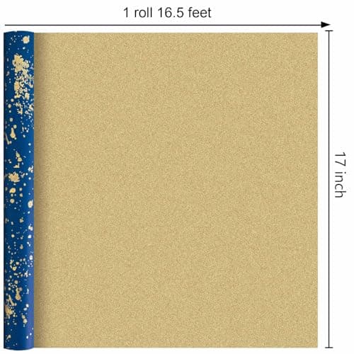 MAYPLUSS Navy Blue Wrapping Paper Roll, Reversible Gold gift Wrap with 3D Snowflake for Mens Boys Birthday Gift Wrap Graduation Fathers Day Anniversary Engagement 17 Inch x 16.5 Feet B0GHYHRJNY