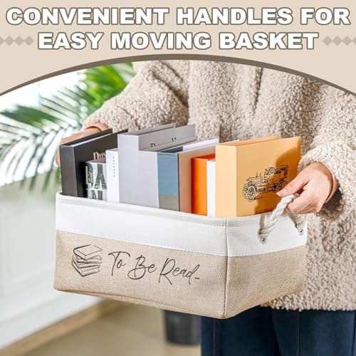 Gift for Book Club Members, To Be Read Organizer, Linen Canvas Bin with Handles for Reading Accessories Bookworm Decor Marsui 1 Pcs TBR Basket Book Lover Gifts for Women Book Storage Bin Bookish B0DSPS3KRY