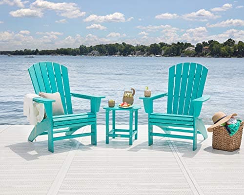 Polywood Nautical Curveback Adirondack Chair, HDPE Outdoor Patio Furniture for Deck, Pool, Garden, Made in USA