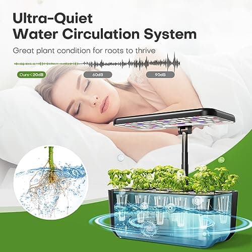 Plant Germination Kit Herb Vegetable Growth Lamp Countertop, Hydroponic Planter Grower Harvest Lettuce for Healthy Home Cooks Ahopegarden Indoor Garden Hydroponics Growing System: 10 Pods Kit with LED B0B6BB4TVC