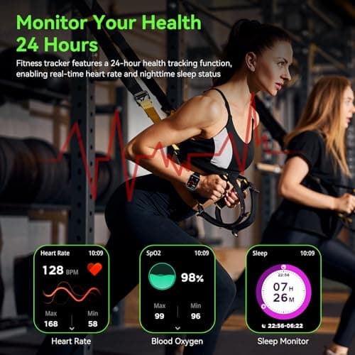 Smart Watch for Men Women, 1.85" HD Fitness Tracker with Bluetooth Calls, 5 ATM Waterproof, 130+ Sport Modes, 24/7 Heart Rate/Sleep Monitor, Pedometer, Calories, Smartwatch for iOS Android (Black)