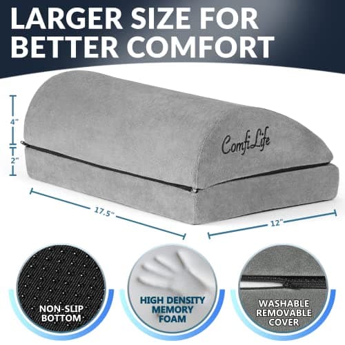 ComfiLife Foot Rest for Under Desk at Work – Adjustable Desk FootRest for Office Chair, Gaming Accessories – Ergonomic Teardrop Design for Back, Hip & Leg Pain Relief – 100% Memory Foam (Gray)