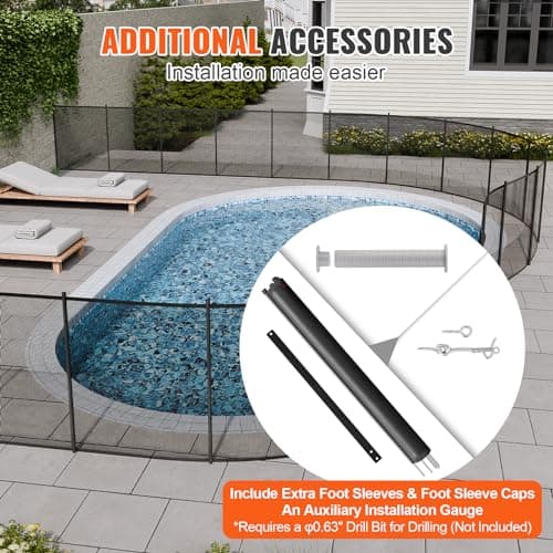 VEVOR Pool Fence, 4 x 108 FT Pool Fences for Inground Pools, Removable Safety Pool Fencing, Easy DIY Installation Swimming Pool Fence, 340gms Teslin PVC Pool Fence Mesh Protects Kids and Pets