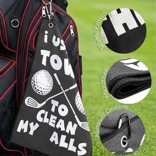 Premium Cleaning Towel for Golf Balls and Clubs; Easy To Attach to Golf Bags for Practice, Tournaments, and Daily Play Lihome Golf Accessories for Men, Funny Golf Towel, Golf Gifts for Men B0GX7CVYCL
