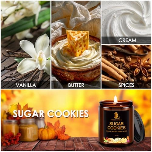 Fall Winter Candle | Sugar Cookies Scented Candle - Thanksgiving Home Decor, 7oz Winter Soy Candles with 50hr Burn Time, Holiday Thanksgiving Christmas Gifts for Women Men