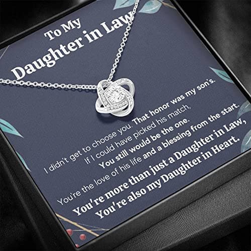 Daughter in Law Gifts Necklace From Mother in Law To My Bonus Daughter Honor Pendant Jewelry with Message Card and Box (Standard Box, Honor Gift Set)