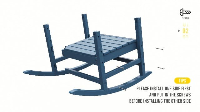 SERWALL Oversized Outdoor Rocking Chair Set of 2, HDPE Rocker for Adults, Patio Rocking Chairs for Porch, Blue