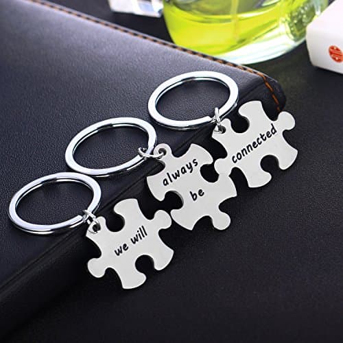 YEEQIN 3PCS We Will Always Be Connected Keychain Set, Best Friends Keychains for 3, Friendship Keychain Jewelry Gift for Sisters Friends
