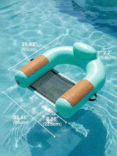 Zeraty Heavy Duty Double-Sided PVC Scrim Floating Chair Inflatable Pool Lounger for Adults, Premium Water Hammock with Cooling Mesh & EVA Armrests, Sunbathing Tanning Float for Lake Beach (300 Lbs)