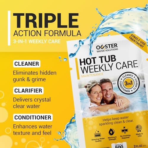 Bio Ouster 3in1 Weekly Hot Tub Cleaner, Conditioner, Clarifier - Hot Tub Chemicals for Standard & Inflatable Spas - Spa Chemicals for Crystal Clear & Sparkling Clean Water - Made in USA (4 Week Kit)