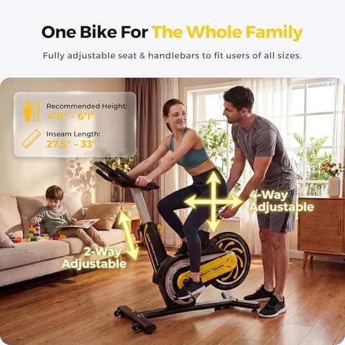 Compact Exercise Bike for Small Spaces, Quiet Rear Flywheel Stationary Bike for Home, 7-Level Lever Resistance, Soft Seat Indoor Cycling Bike for Petite to Medium Frames (<26dB)