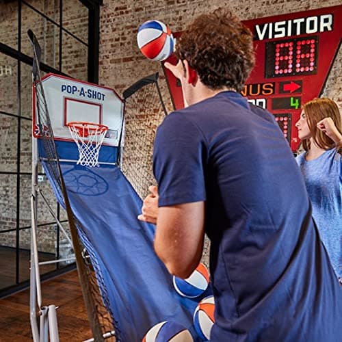 Pop-A-Shot Home Single Shot | Arcade Basketball Fun at Home | Infrared Sensor Scoring | 6 Game Modes | 4 Balls | Foldable Storage | for All Players