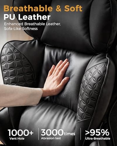 COMHOMA Big and Tall Office Chair Heavy Duty Gaming Chair with Deluxe Embossing Leather High Back Wider Ergonomic Computer Chair with Foot Rest 150°Reclining Pocket Spring Lumbar Support
