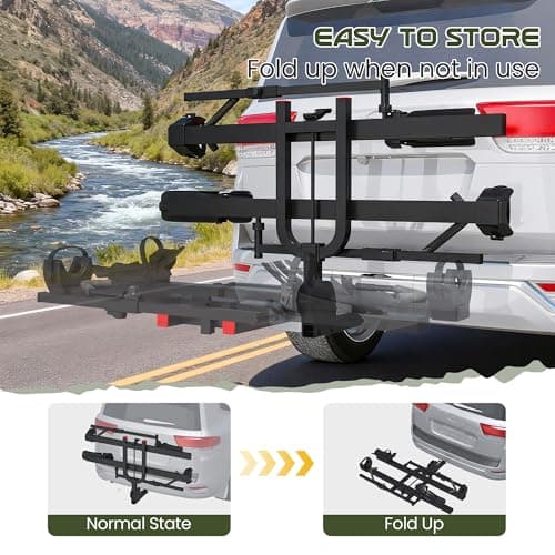 Bike Rack for Car,200lbs Capacity for 2 EBike with Anti Theft Lock Foldable Tilt Design Hitch Bike Rack,Up to 5-Inch Fat Tire for 2'' Receiver