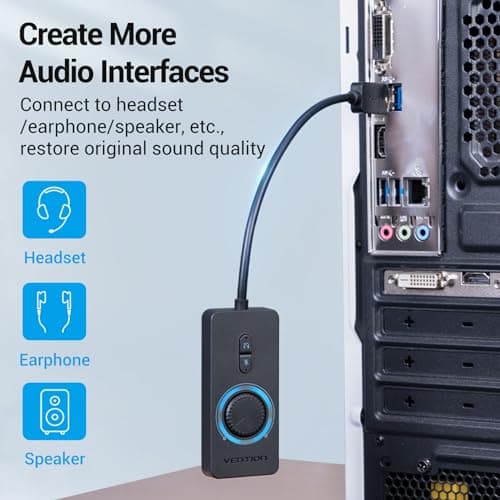 VENTION USB Sound Card, External Stereo Sound Card with Volume Control, USB to 3.5mm Jack Audio Adapter for Windows, Mac, PC, Laptop, Desktop, Headset, Switch and More