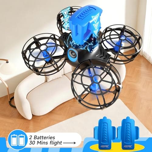 4DRC V18 Mini Drone for Kids Beginners, RC Quadcopter with 2 Control Modes, Headless Mode, Altitude Hold, Auto Hover, 3 Speeds, 3D Flips, LED Lights, 2 Batteries, Gift Toy for Boys