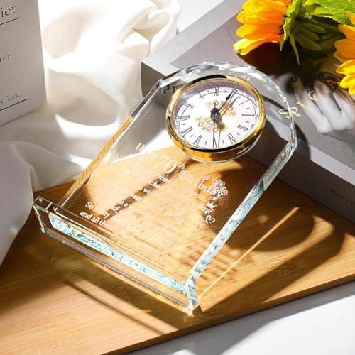 Ornalrist Happy 70th Birthday Glass Clock Gifts for Women, Men - 70 Year Old Birthday Keepsake for Mom, Dad, Parents Home Decor (8.3'' Gift Boxed)