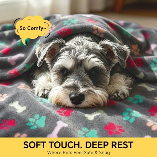 Luciphia 1 Pack 3 Blankets Fluffy Premium Fleece Pet Blanket Flannel Paw Printed Throw for Dog Cat(Small 23x16'', Grey/Brown/Blue) B09PFN1KR8