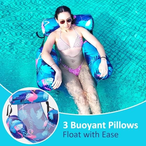 Inflatable Pool Float Chair - 2 Pack Pool Floats Adult Heavy Duty, Water Floating Lounge Chairs, Blow up Floaties Adults for Summer Fun Party Lake Beach