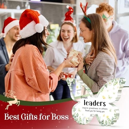 Boss Christmas Gifts, Boss Lady Gifts for Women, 5x3.8x0.5 Inch Butterfly Acrylic Plaque Decor, Birthday Retirement Leaving Going Away Boss Day Christmas Gift for Female Boss Leaders Manager