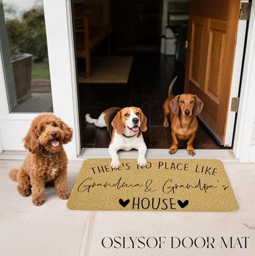 Grandma Grandpa Gifts Door Mat, Grandma and Grandpa's House Funny Doormat for Front Door Indoor Outdoor Porch Entrance Entryway, Gifts for Grandparents Welcome Mat Outside, 17x30 Inches